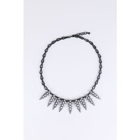 Lovemystyle Black Necklace With Diamante Spikes