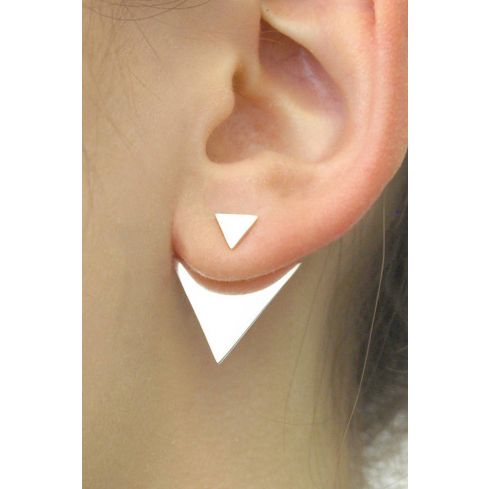 Lovemystyle Silver Double Layer Triangle Earrings