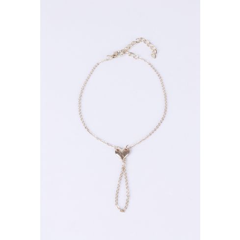 Lovemystyle Gold Anklet With Toe Chain And Heart Detail