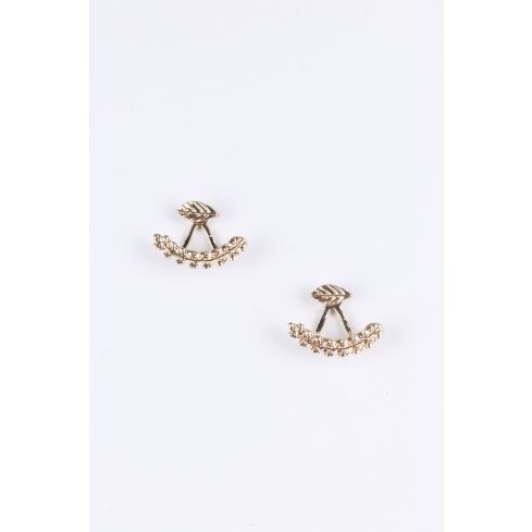 Lovemystyle Gold Leaf Stud Earrings With Larger Leaf Detail Back