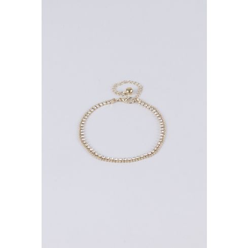 Lovemystyle oro delicada capa doble Diamante pulsera para el tobillo