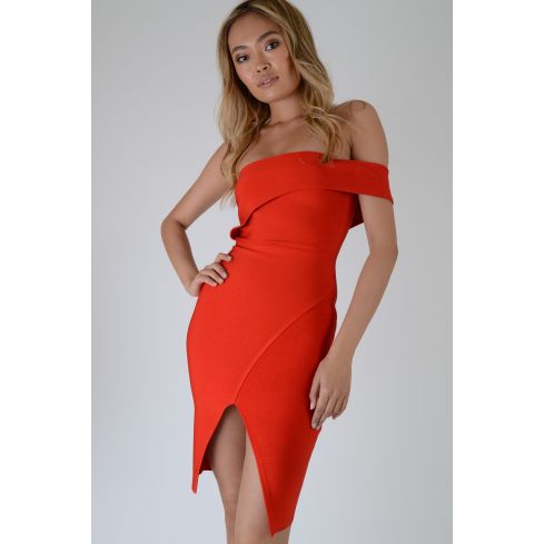 Lovemystyle Red One Shoulder Bandage Dress