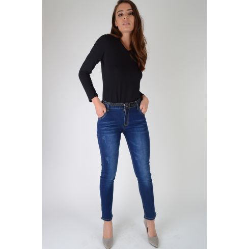 Lovemystyle Bleu Denim taille basse Skinny Jeans