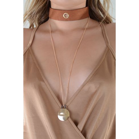 Lovemystyle Suede Choker With Plunge Padlock