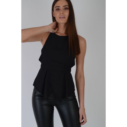 Lovemystyle Halter Neck Top With Cross Back In Black