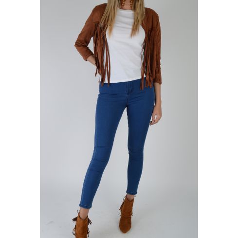 Lovemystyle Indigo blau hoch taillierte Röhrenjeans