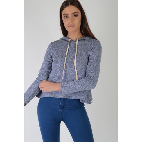 Lovemystyle blauen Kapuzen Pullover mit Schößchen Saum