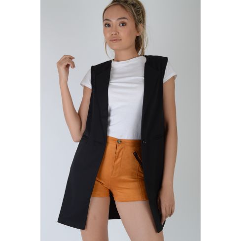 Cascada de Lovemystyle Blazer negro sin mangas de palangre