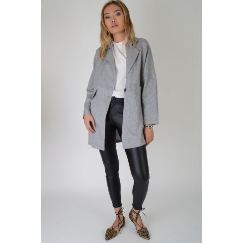 Lovemystyle Grey Over Sized Lightweight Jacket With Large Buttons