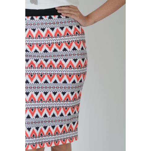 Lovemystyle Bodycon Midi Skirt With Aztec Style Print